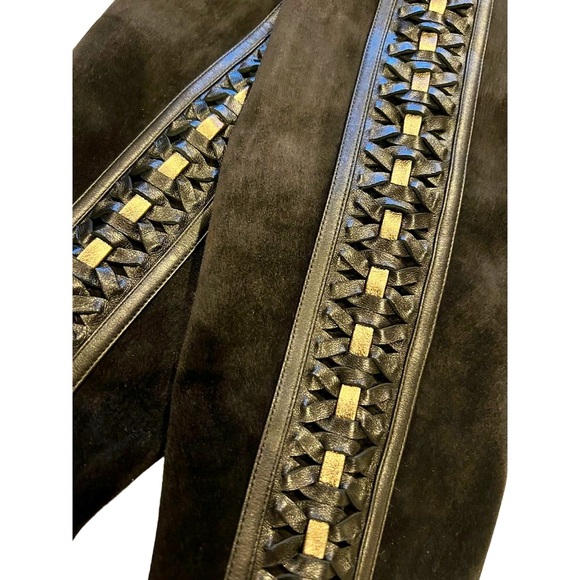 Christian Louboutin Over Thé Knee Boots sz38 Soft Suede Braided Leather Bow - Picture 4 of 12